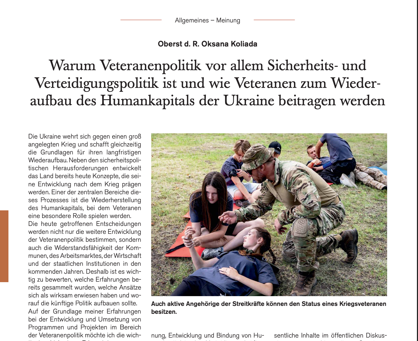 Чому для нас важливо представляти український ветеранський досвід на сторінках treue Kameraden?